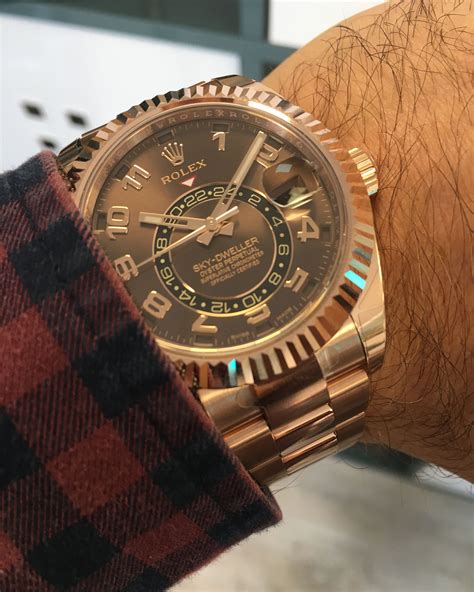 rolex sky dweller chocolate dial|rolex sky dweller gold price.